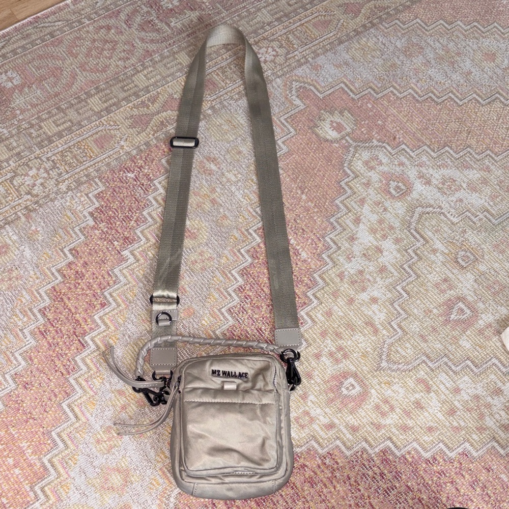MZ Wallace compact crossbody purse taupe